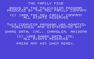 Family Feud screenshot 2 for Commodore 64